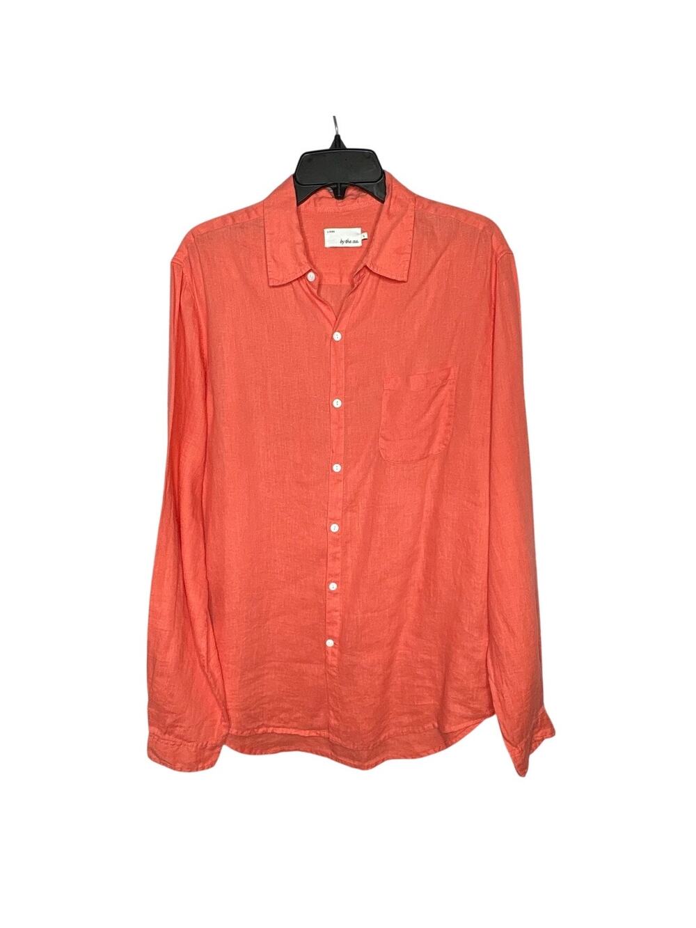 By the Sea Bali Men's Coral 100% Linen Button Up Casual Luxury Shirt Size Large